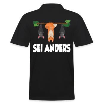 Fuchs Sei Anders Fledermaus Waldtier Geschenk - Männer Poloshirt - Schwarz - Hinten - Kai (181cm)