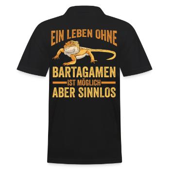 Bartagame Terraristik Echse Eidechse Reptil Gesche - Männer Poloshirt - Schwarz - Hinten - Kai (181cm)