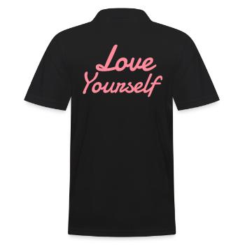 Love yourself - Männer Poloshirt - Schwarz - Hinten - Kai (181cm)