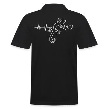 Gecko Herzschlag Eidechse Terraristik Geschenk - Männer Poloshirt - Schwarz - Hinten - Kai (181cm)