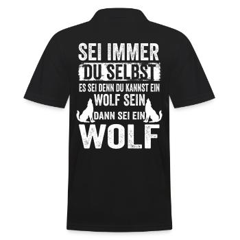 Wolf Waldtier Wildnis Wolfliebhaber Lustige Sprüch - Männer Poloshirt - Schwarz - Hinten - Kai (181cm)