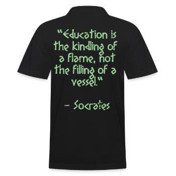Sokrates Zitat - Education is the | Weisheit - Männer Poloshirt - Schwarz - Hinten - Kai (181cm)