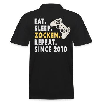 Eat Sleep gambling Since 2010 design for gamers - Männer Poloshirt - Schwarz - Hinten - Kai (181cm)