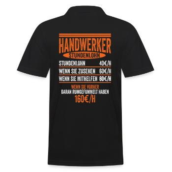 Handwerker Stundenlohn Baustelle Bauarbeiter Gesch - Männer Poloshirt - Schwarz - Hinten - Kai (181cm)
