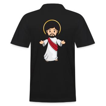 Jesus Christus - Männer Poloshirt - Schwarz - Hinten - Kai (181cm)