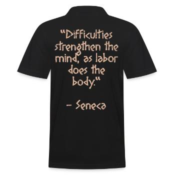 Difficultés force - Citation de Sénèque Sagesse stoïcienne - Polo Homme - noir - Dos - Kai (181cm)