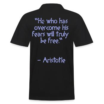 Aristoteles Zitat - He who has | Weisheit - Männer Poloshirt - Schwarz - Hinten - Kai (181cm)