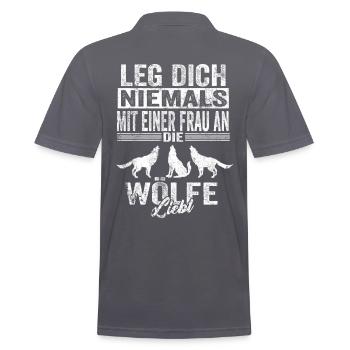 Wolf Tierschutz Wolfliebhaber Lustige Sprüche - Männer Poloshirt - Anthrazit - Hinten - Nico (186cm)