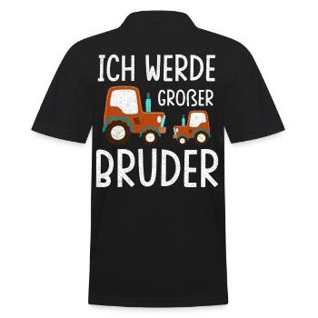 Traktor Ich Werde Großer Bruder Trecker Babyparty - Männer Poloshirt - Schwarz - Hinten - Kai (181cm)