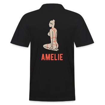 Amelie | Bondage | Sex | BDSM | Kinbaku | Shibari - Männer Poloshirt - Schwarz - Hinten - Kai (181cm)