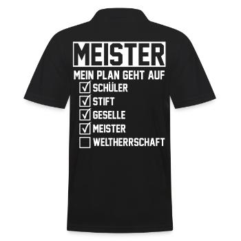 Meister Handwerksmeister Mechatroniker Tischler Ge - Männer Poloshirt - Schwarz - Hinten - Kai (181cm)