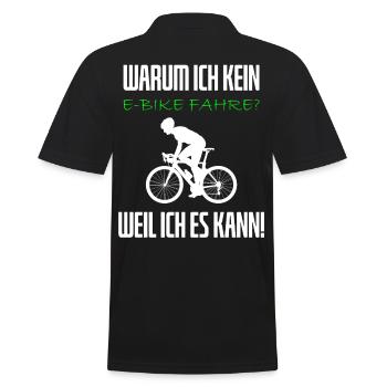 Warum ich kein E-Bike fahre - Rennradfahrer - Männer Poloshirt - Schwarz - Hinten - Kai (181cm)