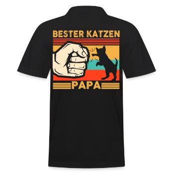 Katzen Papa Kätzchen Vater Hauskatze Vatertag Gesc - Männer Poloshirt - Schwarz - Hinten - Kai (181cm)