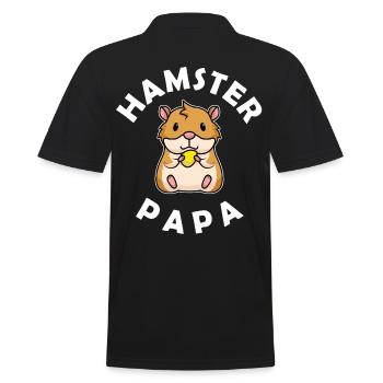 Hamster Geschenk - Hamster Papa - Männer Poloshirt - Schwarz - Hinten - Kai (181cm)