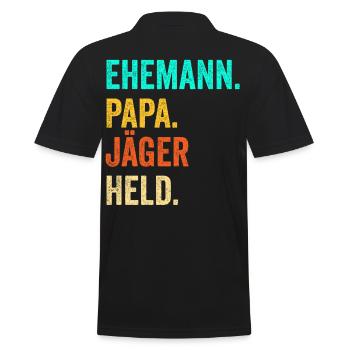 Jagen Papa Jäger Vater Jagverein Vatertag Geschenk - Männer Poloshirt - Schwarz - Hinten - Kai (181cm)
