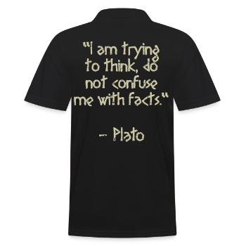 Plato Quote - I am trying to think | Wisdom - Men's Polo Shirt - black - Back - Kai (181cm)