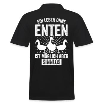 Ente Entenliebhaber Ebauernhof Farm Geschenk - Männer Poloshirt - Schwarz - Hinten - Kai (181cm)