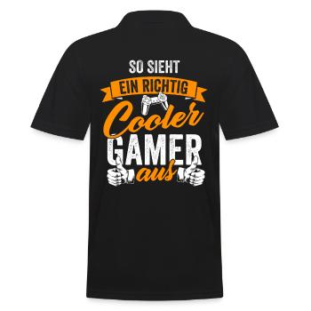 Gamer Zocker Videospiel PC Computerspiel Geschenk - Männer Poloshirt - Schwarz - Hinten - Kai (181cm)