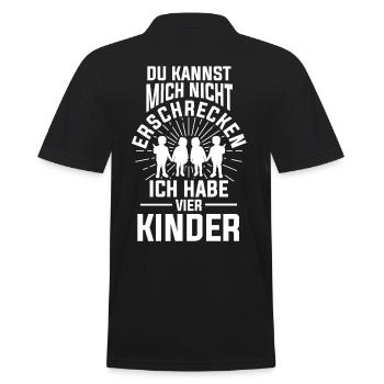 Vier Kinder Vater Papa Mutter Mama Eltern Geschenk - Männer Poloshirt - Schwarz - Hinten - Kai (181cm)