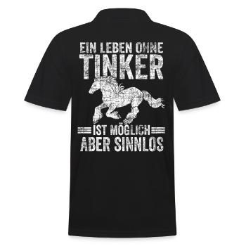 Tinker Reitstall Reiterin Pferdesport Pferdebesitz - Männer Poloshirt - Schwarz - Hinten - Kai (181cm)