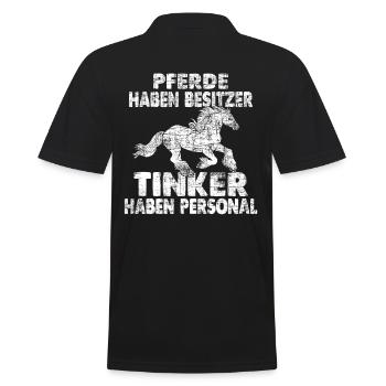 Tinker Reiten Reitstall Pferd Reitsport Reitverein - Männer Poloshirt - Schwarz - Hinten - Kai (181cm)