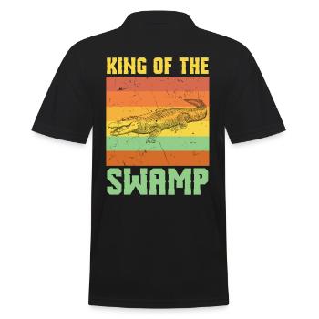 König der Sümpfe Krokodil - Männer Poloshirt - Schwarz - Hinten - Kai (181cm)