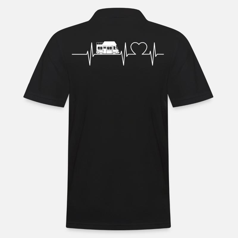 Camper Herzschlag Camping Puls Wohnwagen EKG Gesch - Männer Poloshirt - Schwarz