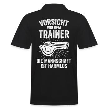 Trainer Sporttrainer Kotrainer Fußballtrainer Gesc - Männer Poloshirt - Schwarz - Hinten - Kai (181cm)