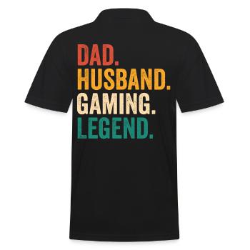 Gamer Papa Mari Jeux Vidéo Fête des Pères Gesc - Polo Homme - noir - Dos - Kai (181cm)