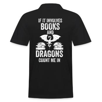 Buch Drachen Leser Bücherwurm Schriftsteller Autor - Männer Poloshirt - Schwarz - Hinten - Kai (181cm)