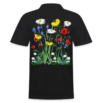 Flower wild flower meadow meadow wild meadow flowers - Men's Polo Shirt - black - Back - Kai (181cm)