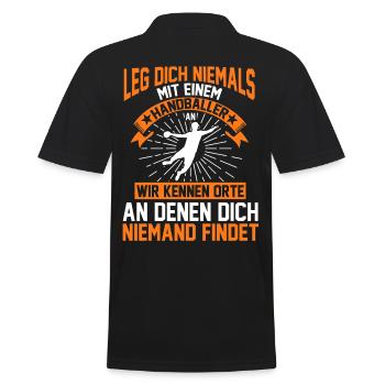 Handball Trainer Handballer Geschenk - Männer Poloshirt - Schwarz - Hinten - Kai (181cm)