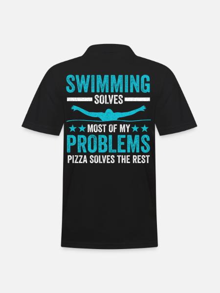 Natation Pizza nageur cadeau - Polo Homme - noir
