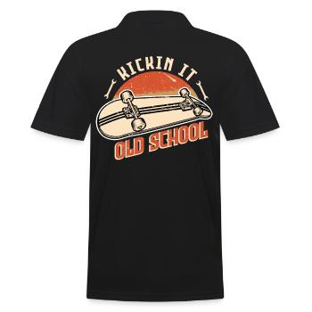 Skateboarding Kickin It Old School Skateboard - Männer Poloshirt - Schwarz - Hinten - Kai (181cm)