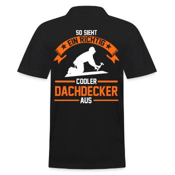 Dachdecker Meister Geschenk - Männer Poloshirt - Schwarz - Hinten - Kai (181cm)