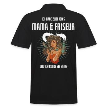 FRISEUR MAMA GESCHENK MUTTERTAG - Männer Poloshirt - Schwarz - Hinten - Kai (181cm)