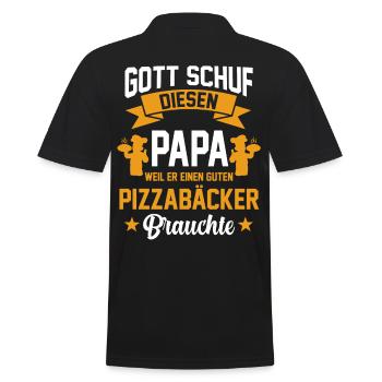 Pizzabäcker Papa Pizza Vatertag Geschenk - Männer Poloshirt - Schwarz - Hinten - Kai (181cm)