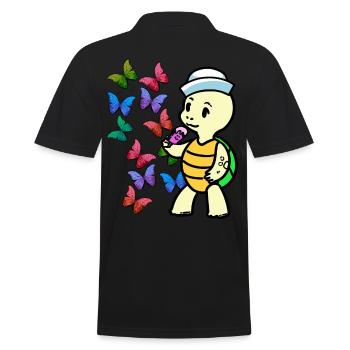 Baby Schildkröte Sommerzeit Schmetterlinge Eis - Männer Poloshirt - Schwarz - Hinten - Kai (181cm)