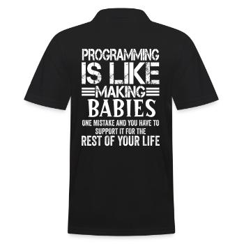 Programmierer Informatiker Coder Geschenk - Männer Poloshirt - Schwarz - Hinten - Kai (181cm)