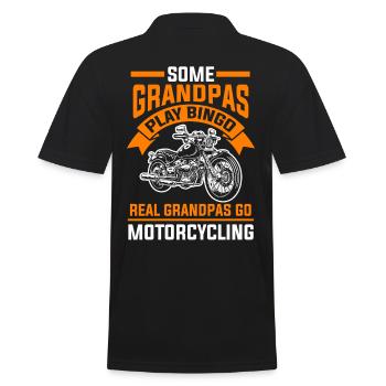 Motorrad Opa Biker - Männer Poloshirt - Schwarz - Hinten - Kai (181cm)