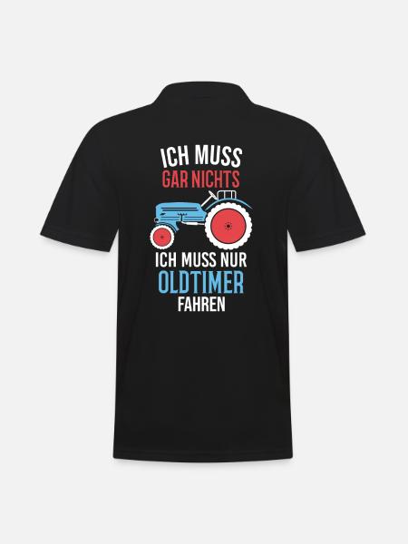 Oldtimer Traktor Landwirt Geschenk - Männer Poloshirt - Schwarz