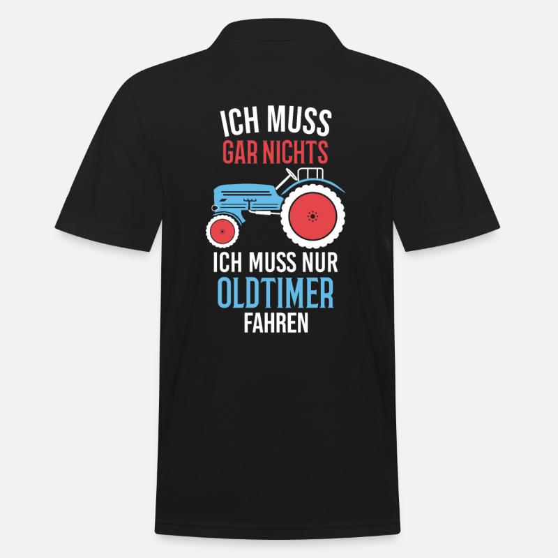 Oldtimer Traktor Landwirt Geschenk - Männer Poloshirt - Schwarz