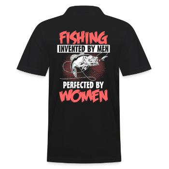 Fliegenfischen Mädchen - Männer Poloshirt - Schwarz - Hinten - Kai (181cm)