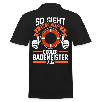 Bademeister Schwimmbad Schwimmlehrer - Männer Poloshirt - Schwarz - Hinten - Kai (181cm)
