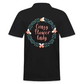 Florist Crazy Flower Lady - Men's Polo Shirt - black - Back - Kai (181cm)