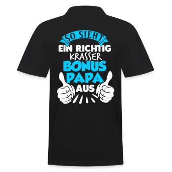 Stiefvater Bonus Papa Vater - Männer Poloshirt - Schwarz - Hinten - Kai (181cm)