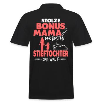 Bonus Mama Stieftochter Stiefmutter - Männer Poloshirt - Schwarz - Hinten - Kai (181cm)