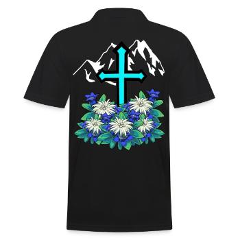 Alpes Montagnes Traversent Gentiane Edelweiss Montagne Nature - Polo Homme - noir - Dos - Kai (181cm)