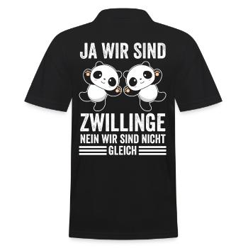 Zwillinge Geschwister Zwilling - Männer Poloshirt - Schwarz - Hinten - Kai (181cm)
