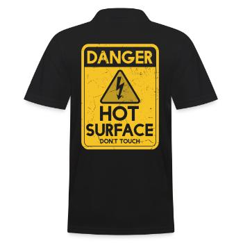 Danger Hot Surface Don't Touch Humor - Männer Poloshirt - Schwarz - Hinten - Kai (181cm)